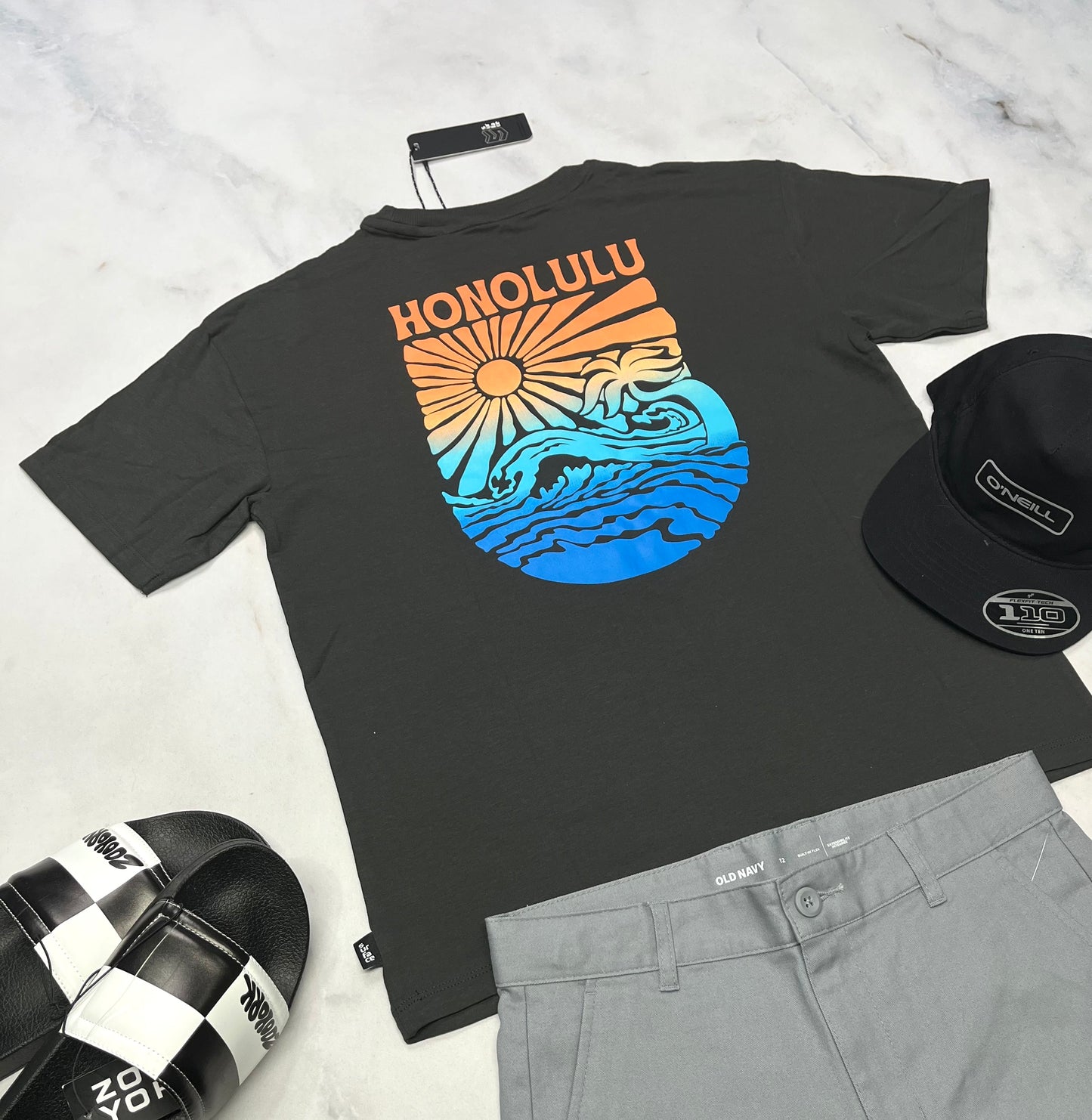 🌊 T-Shirt charcoal : beau logo au dos Surface . 12 ans garçons coupe relax neuf !