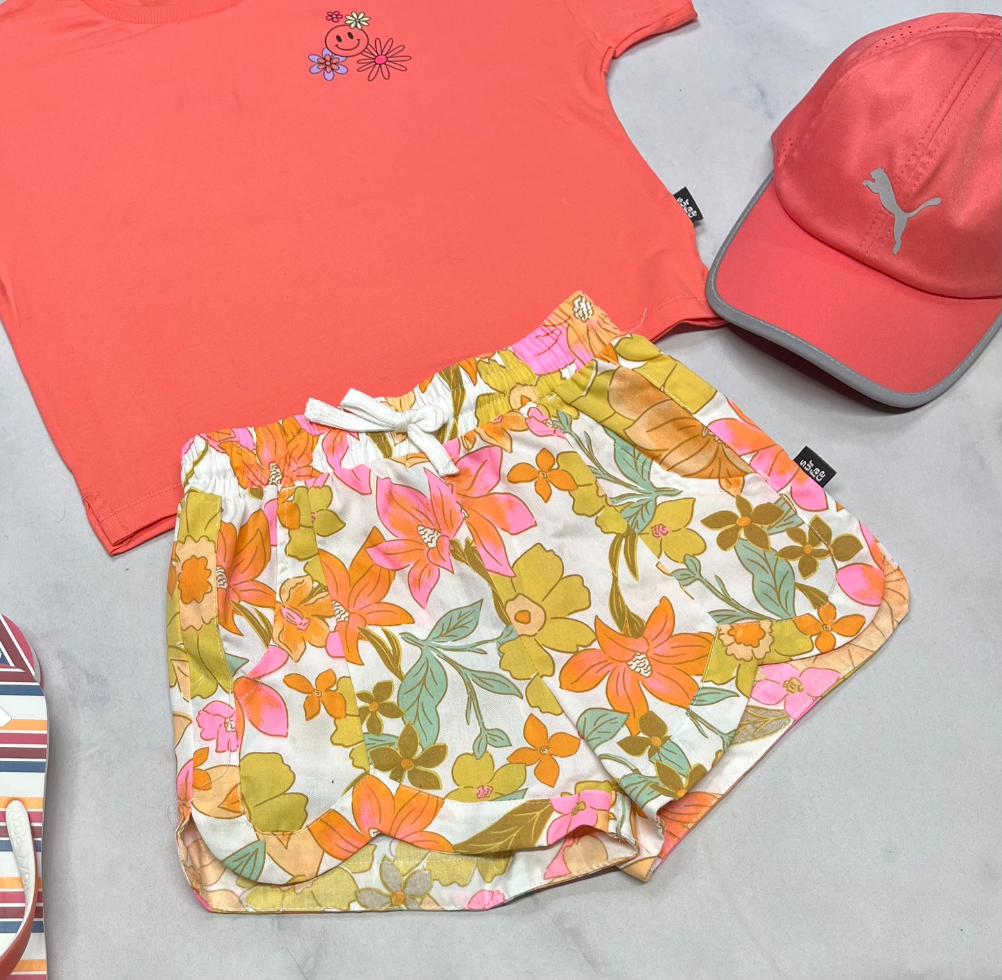 🌼 Short fleurit : Surface taille haute 7 ans fille neuve ! Qualité ++