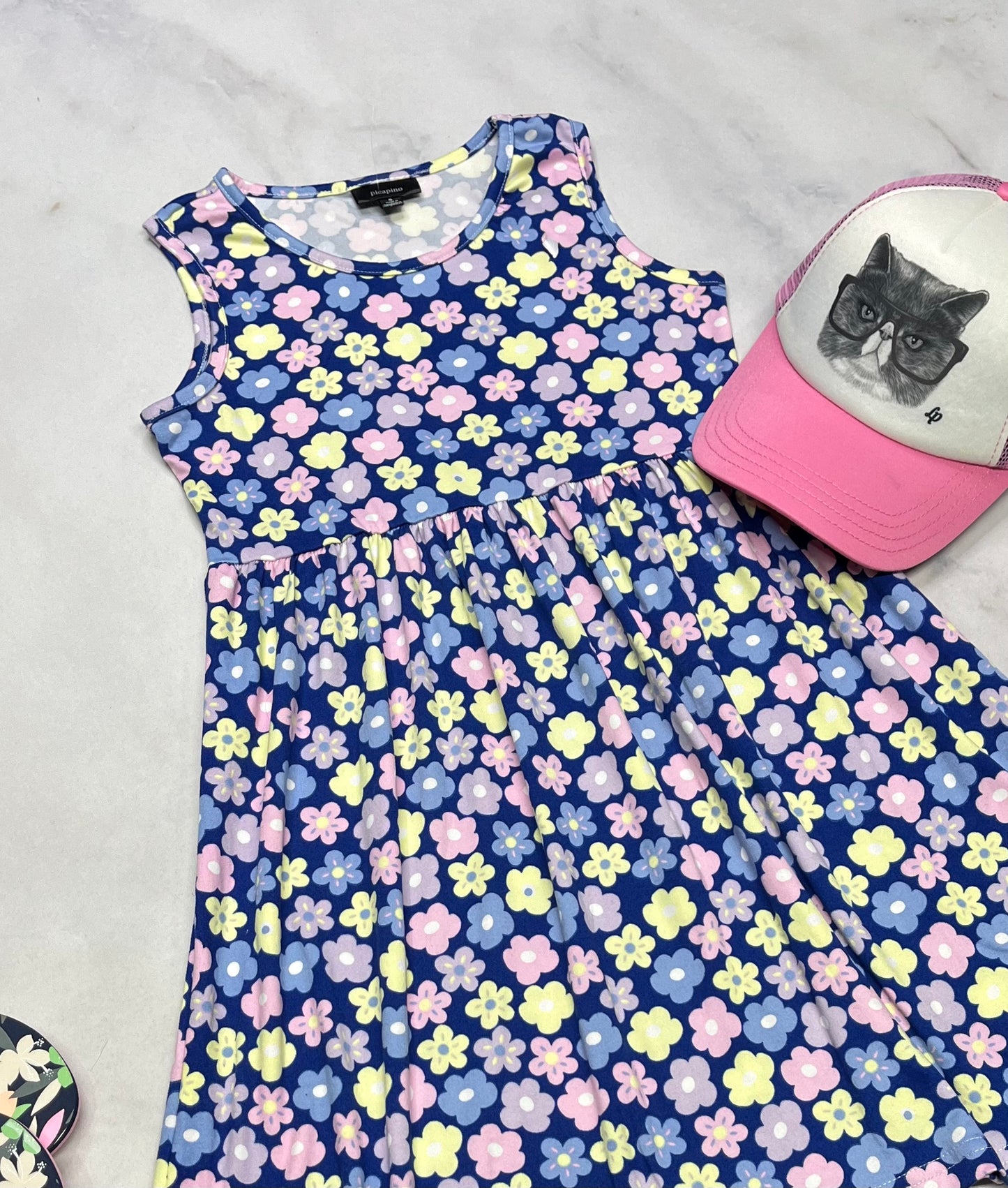 🌸 Robe fleurie : sort stretch fait 7 ans fille neuve .