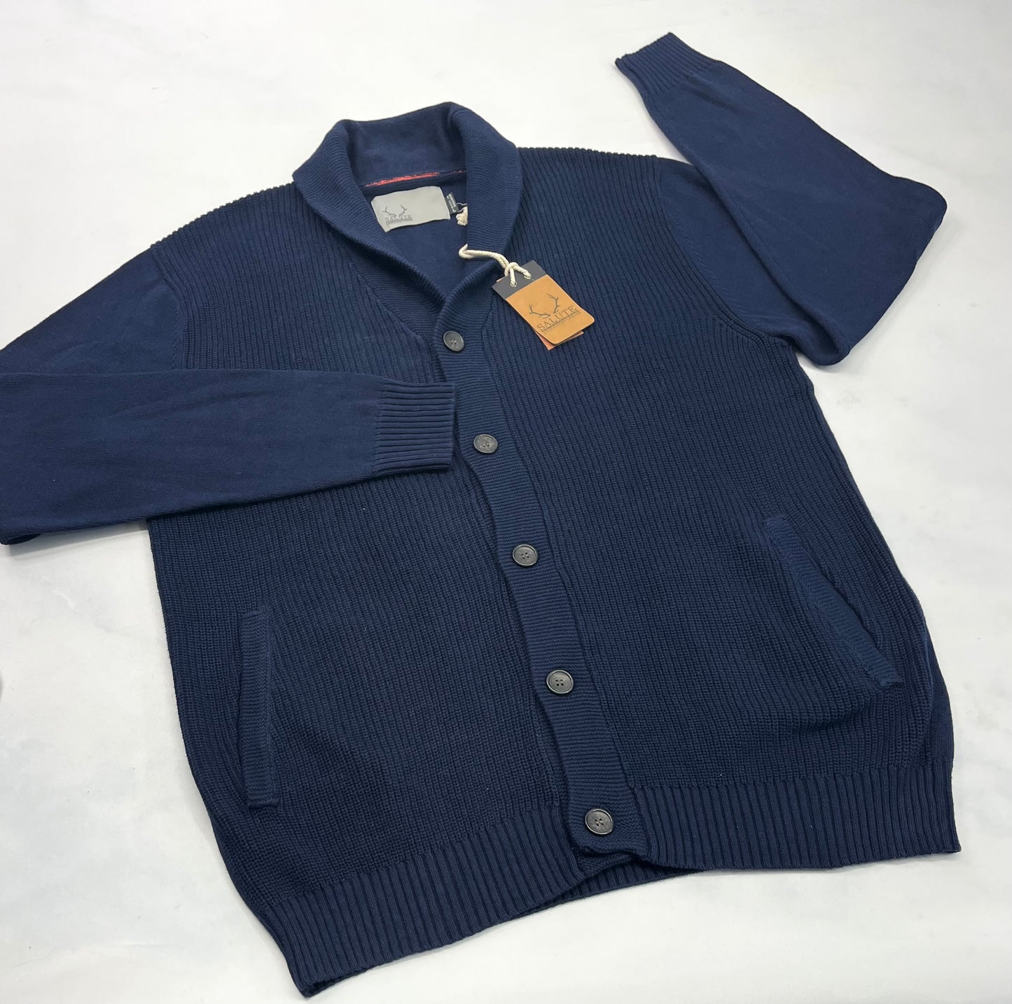 Veste stretch : en tricot neuve ! L/ homme Lousse fit ( peu faire XL aussi . ( bleu ) .