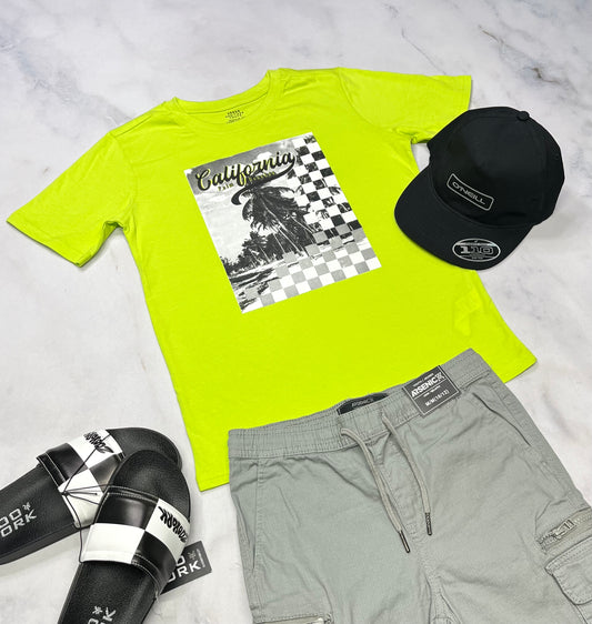 🛹T-Shirt skate : lime 10-12 ans coupe relax confo neuf !