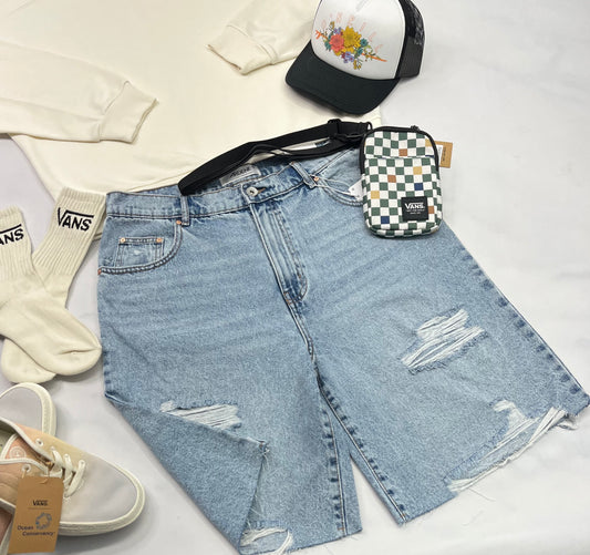 🌴 Bermuda : jeans taille haute gr : 7 ans (femme coupe relax tendance neuf !