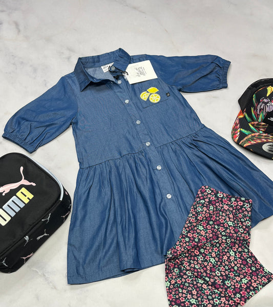 🌷Robe : Deux par Deux 6 ans fille ultra molle look jeans (manche aux coudes) .
