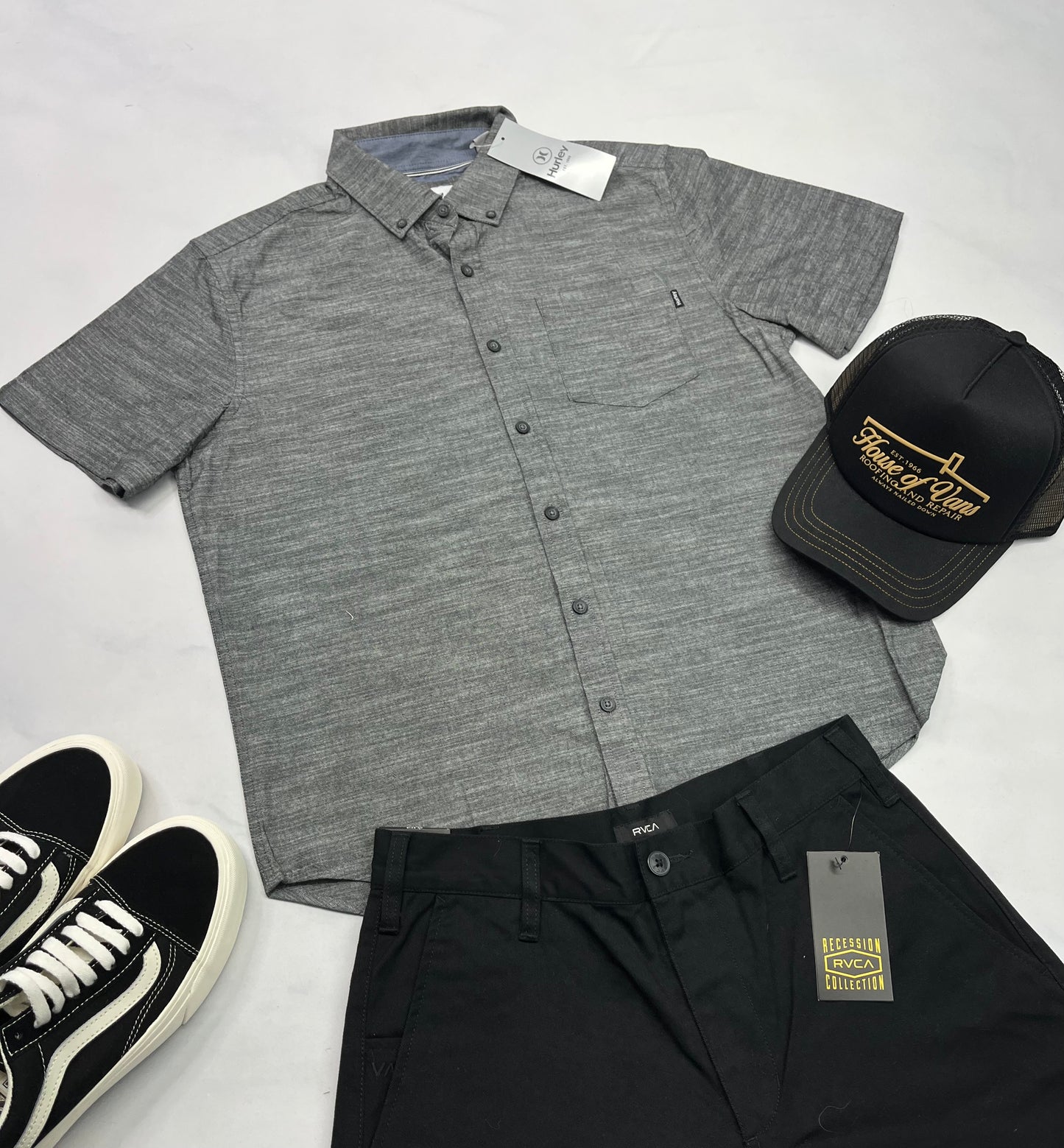 ☀️ Chemise Hurley : grise , logo prêt de la poche avant . Small homme neuve !