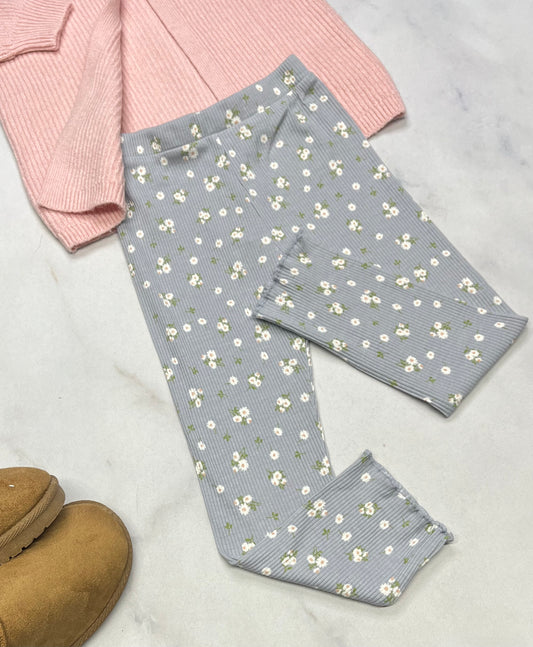 💕Skinny legging : texturé rib.fleurit stretch . Neuf ! 4 ans fille .