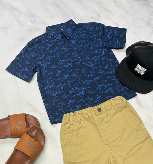 🌴 Chemise bleuté : Dino 5 ans garçon neuve !