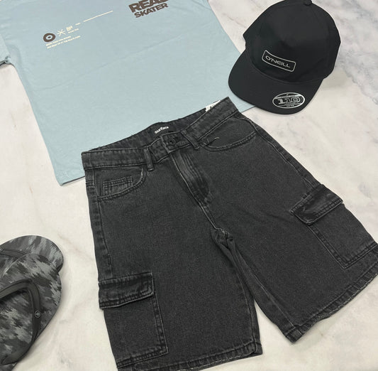 🩵 Bermuda jeans : mou cargo 10 ans garçon ! Surface neuf !