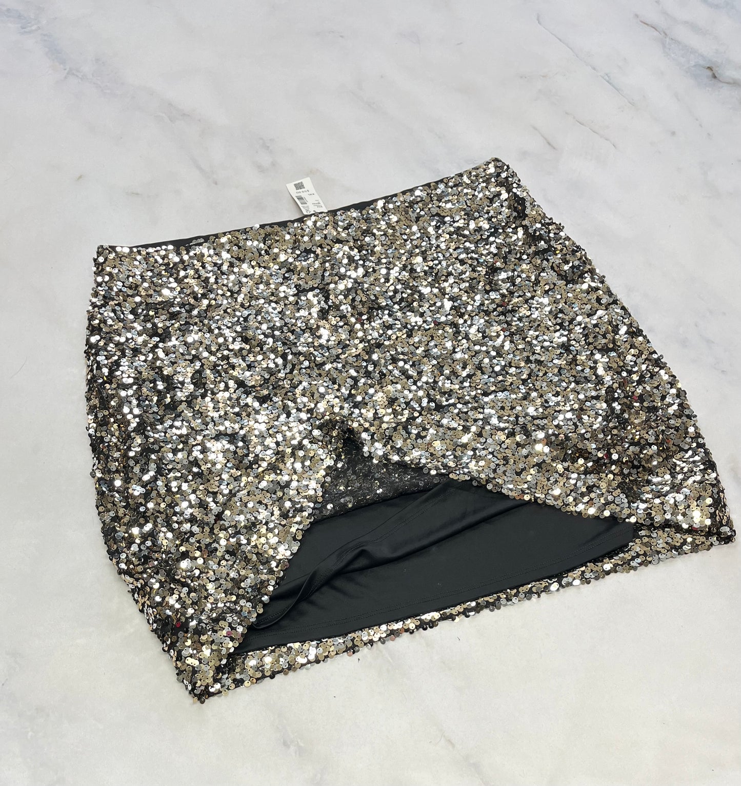 Jupe paillettes Reitman : taille élastique doublure int. Stretch de partout . XXL ( xl-Xxl) femme longueur aux genoux . Neuve .