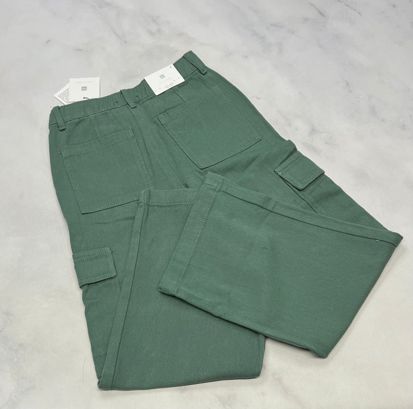 Pantalon effet jeans : vert ultra mou jambe large neuf ! 8 ans
