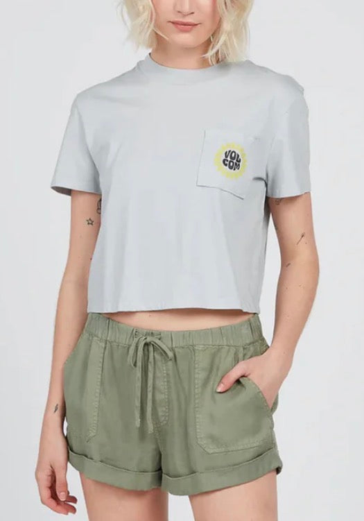 🌻 Manche courte : Volcom gris fait L/ femme neuf ! Look écourté .