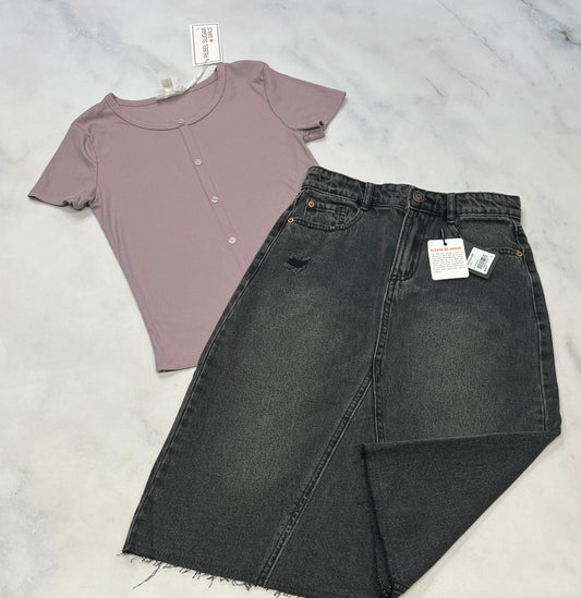 DUO : RIB texturé + Jupe mile end 8 ans .