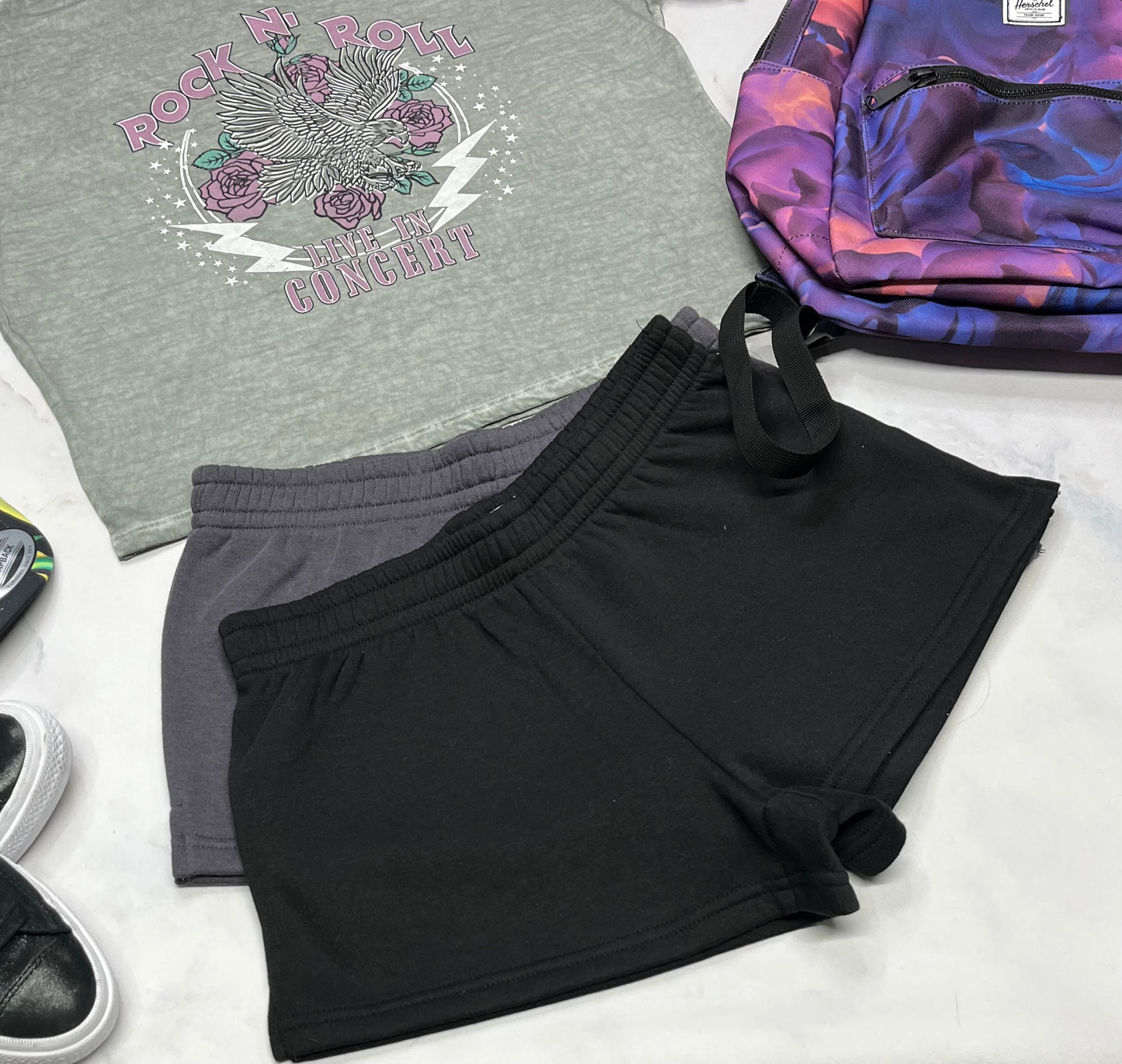 💜 Duo de : 2 paires de short en polar (1x grise + 1x noir ) 14-16 ans fille neuf!