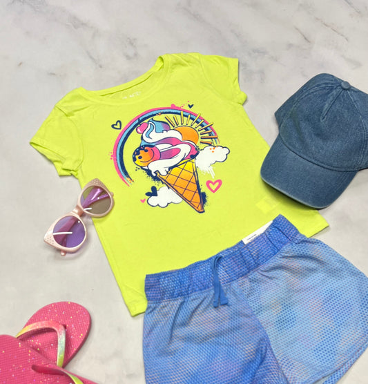 🤩 Manche courte : limette néon soft confo . Fait 5 ans fille neuf !