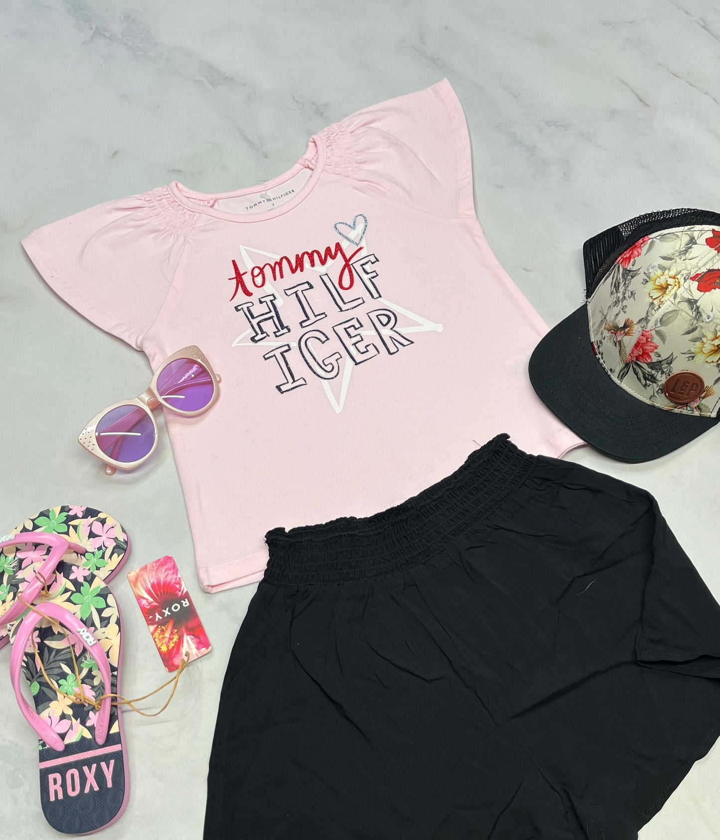 🌸 Manche courte : Tommy fait 6x fille rose neuf !