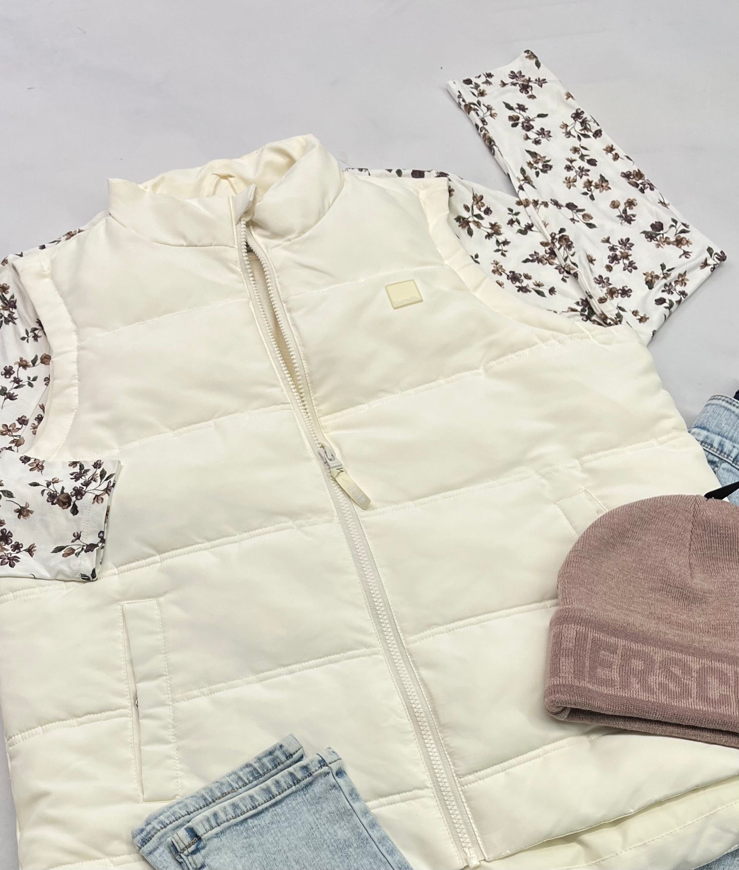 😍 BENCH : Veste manteau en doudoune couleur crème pâle . XL/ femme neuve .Petit logo Bench au devant z