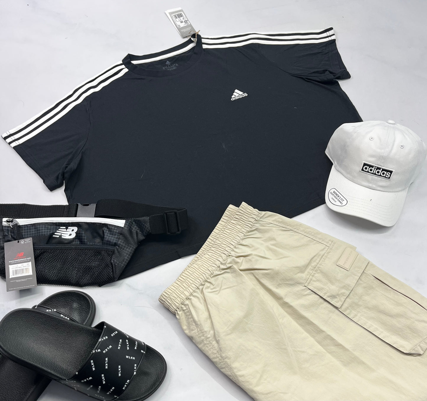 😍 Manche courte : Adidas 2XL femme en coton look écourté neuf  .
