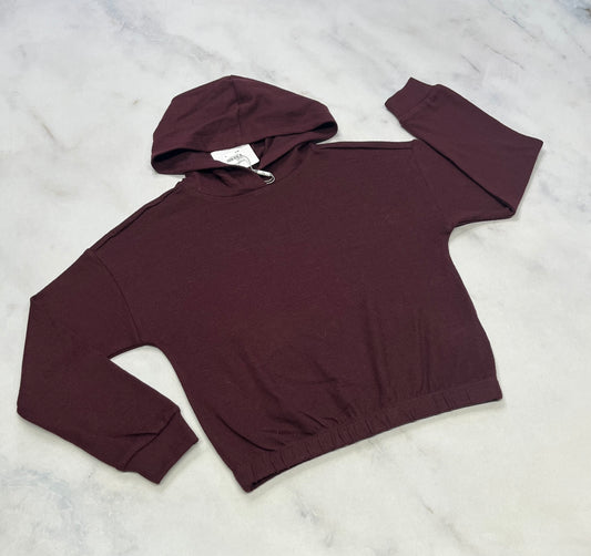 Cagoule : en tricot bourgogne hyper douce stretch de partout neuve ! Fille .8-10-12-14 ans .