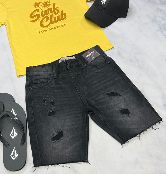 🌵 Bermuda jeans : Amnésia 7-8 ans garçon ajustable neuve .