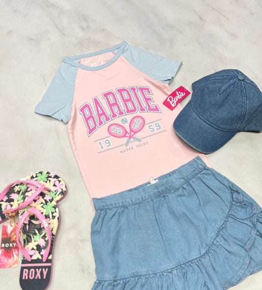 💕 Barbie : manche courte + 5 ans fille neuf !