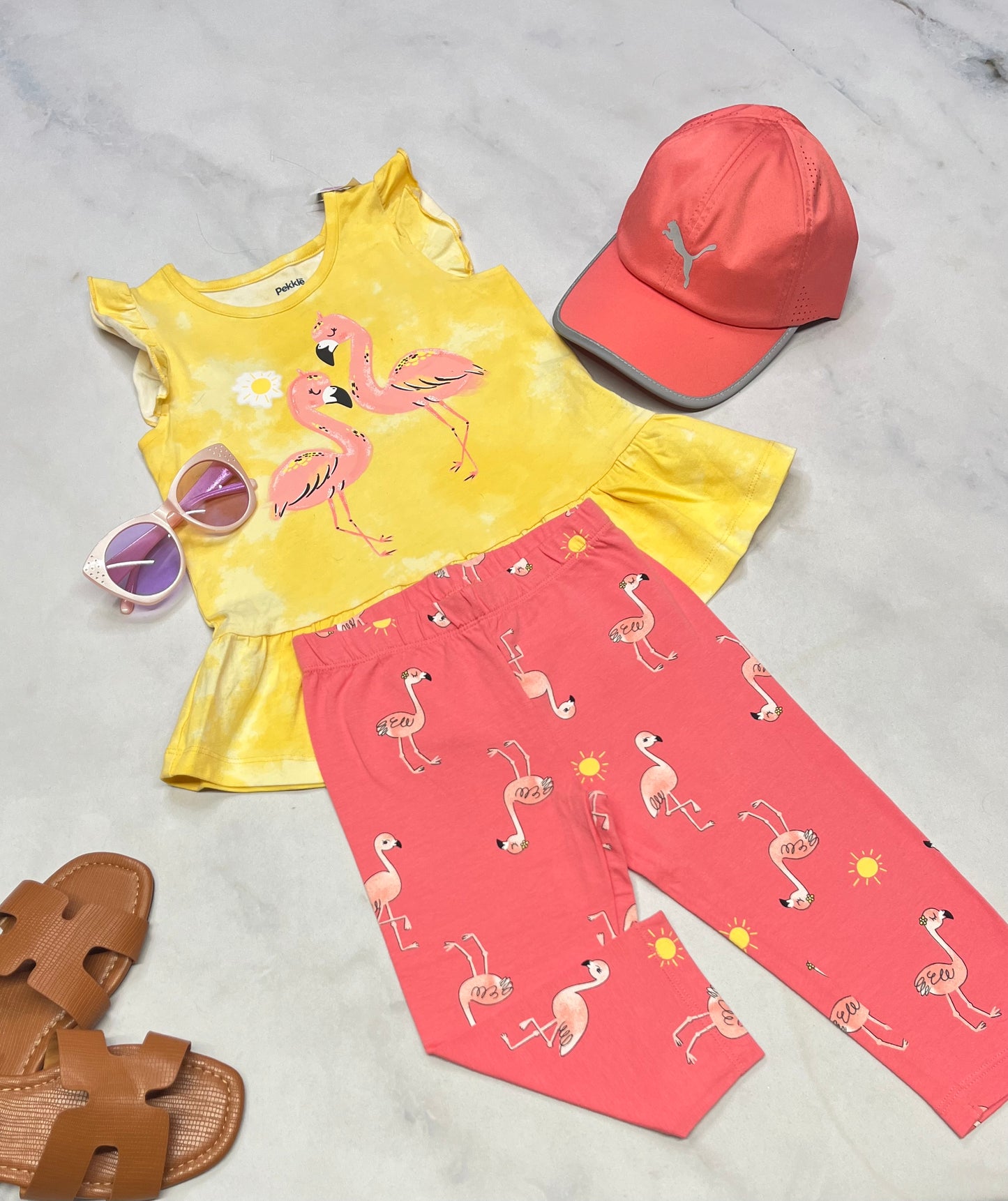 🌴 Ensemble : 2 pièces Pekkle 5 ans neuf ! Cami/ tunique + legging 3quart .