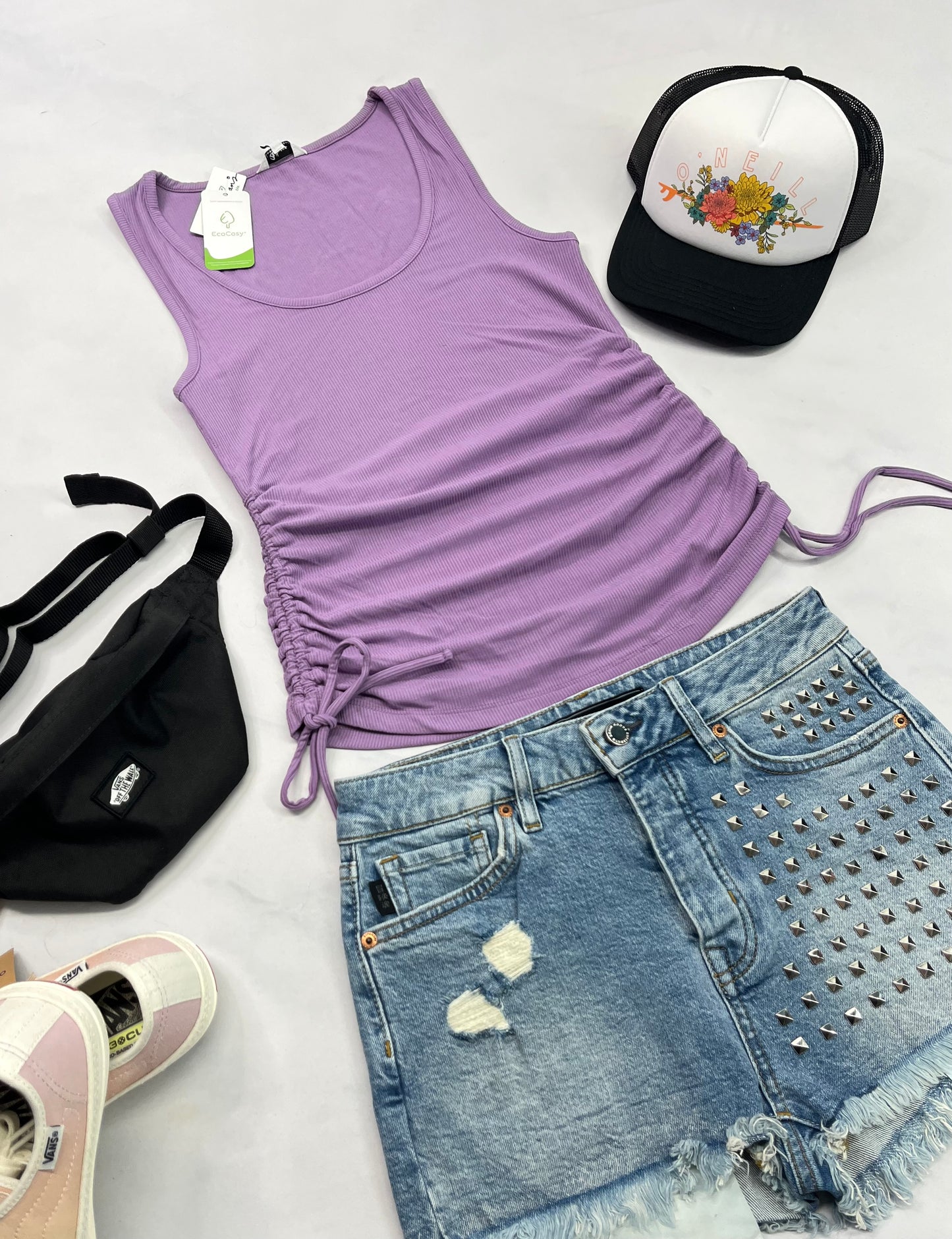 💜 Camisole : Rib/texturé Reitman Small femme neuve . Cordon d’ajustement sur les côtés . S/ femme stretch neuve .