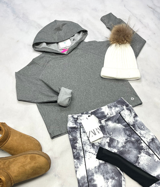 🦋 Cagoule : Grise tissu sport intérieur en polar doux + 8 ans fille neuf !