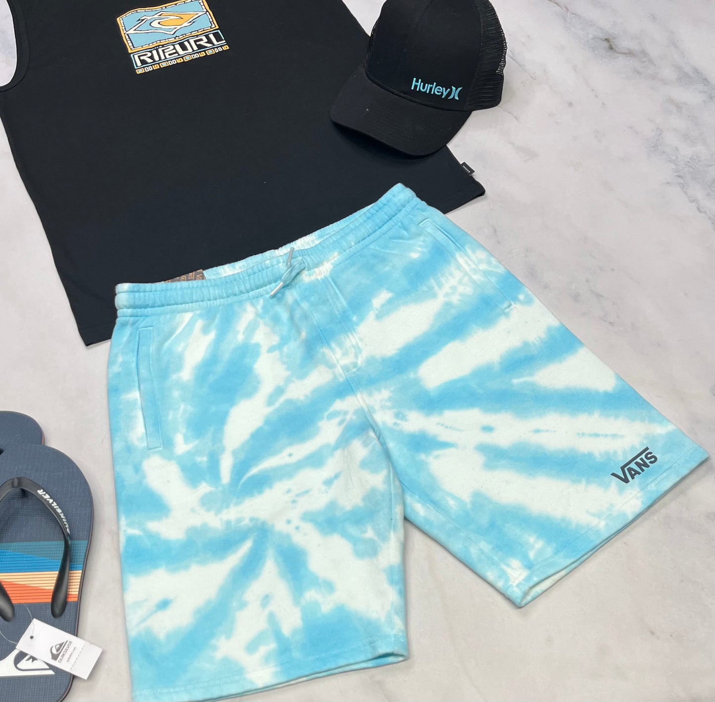 🌴 Bermuda : VANS en ouaté look tie dye 16 ans coupe confo neuf !