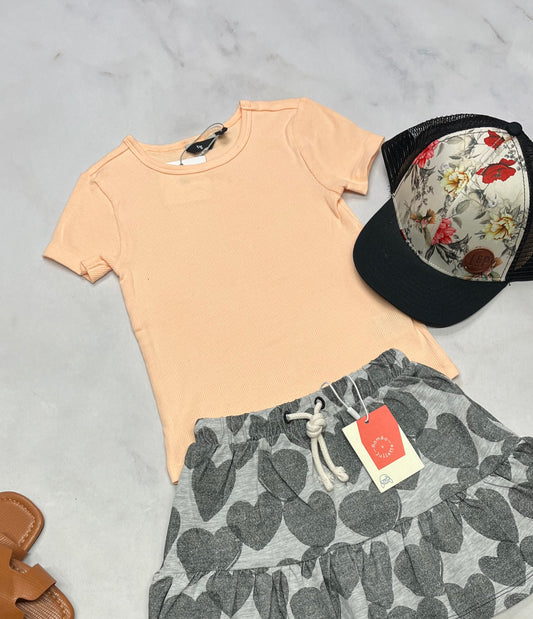 🍑RIB texturé : pêche corail stretch 4-5 ans fille  neuf !