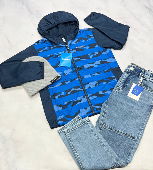 💙Manteau : mi saison printemps Columbia 7 ans garçon RÉVERSIBLE Neuf !