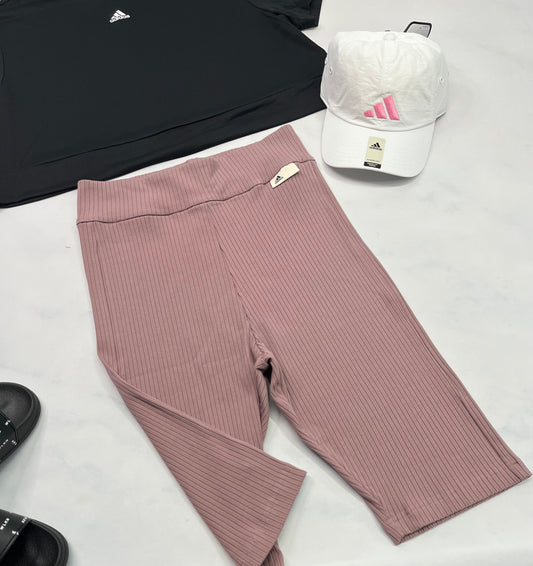 🩷 Cuissard Adidas : texturé taille haute stretch confo . ( vieux rose ) L/ femme neuf !