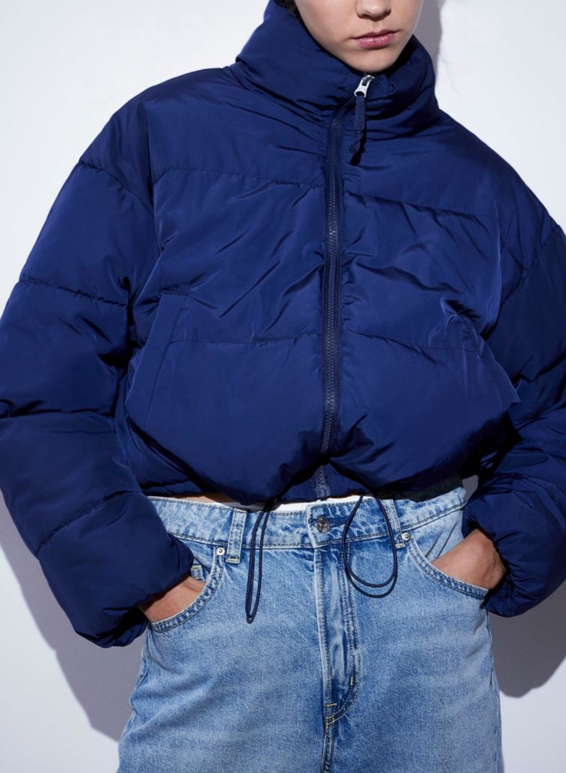 Duo : Manteau d’hiver marine H&M mi hanche XL/ femme coupe confo + Foulard Tag doux stretch neuf !