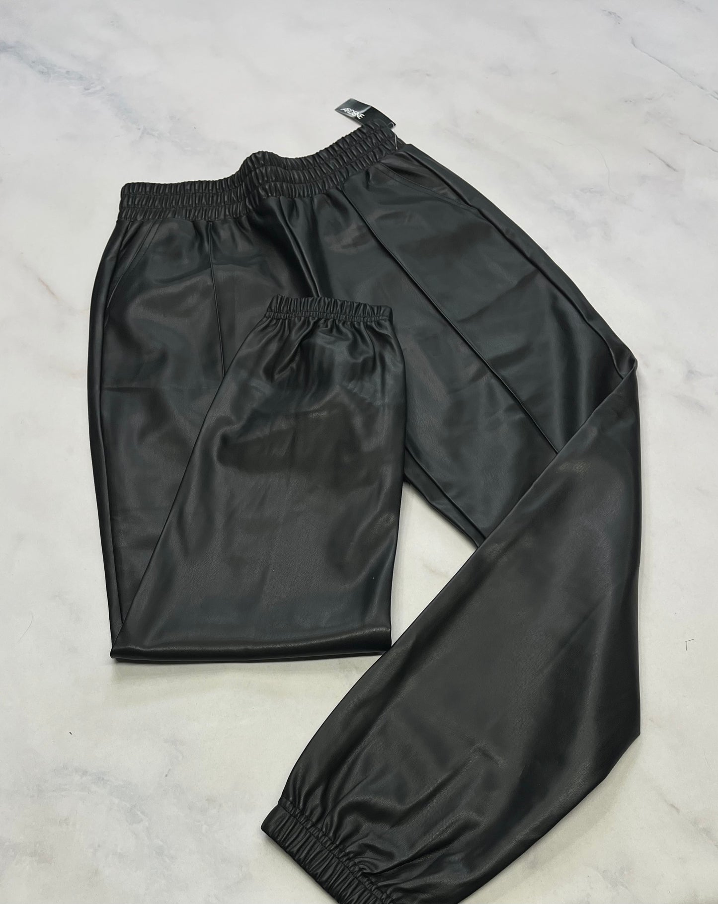 Pantalon effet look cuir : neuf ! Taille haute en micro polar int. Fait XS/ femme coupe confo .