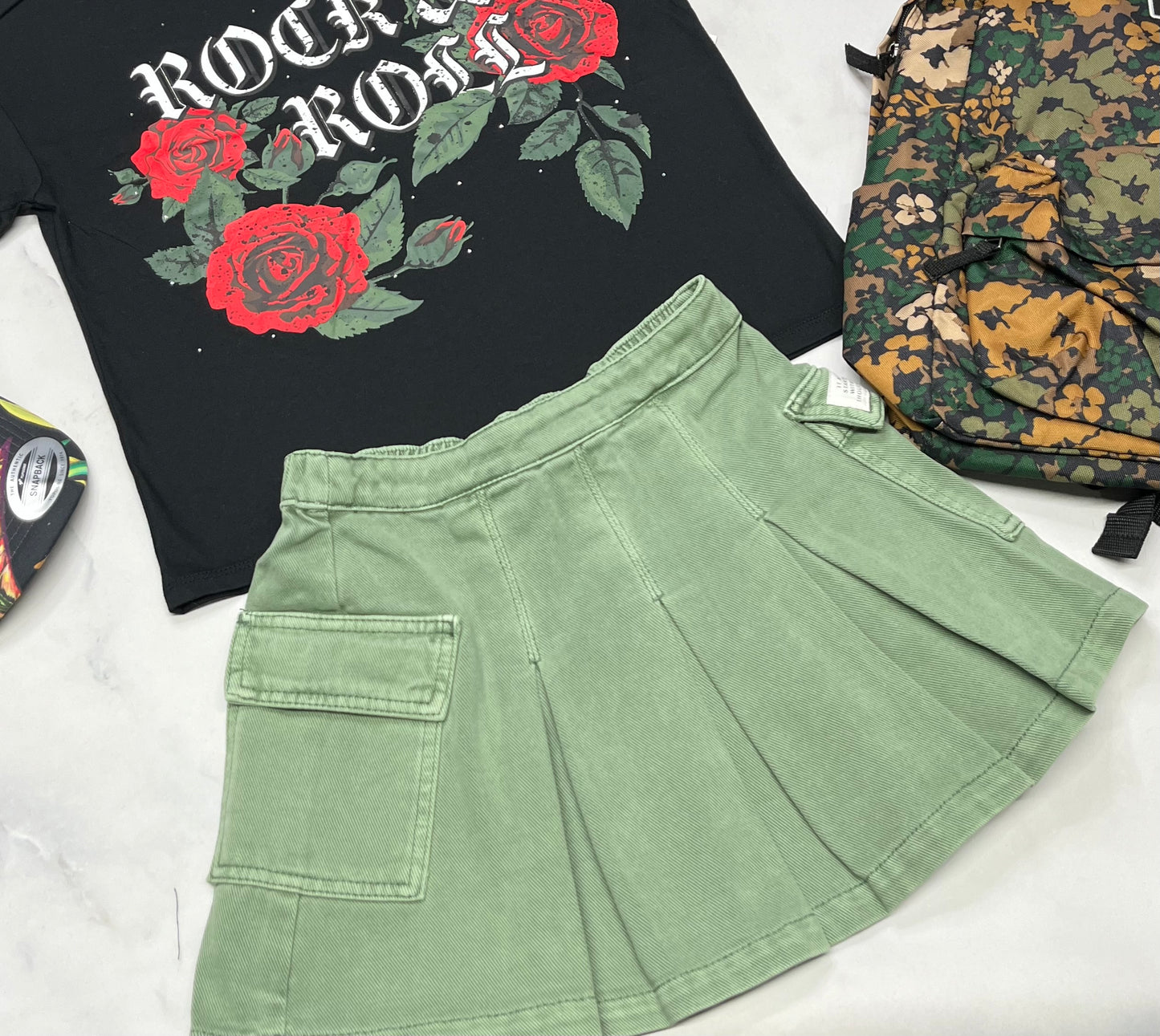 🍃 Jupe : blum . look jeans taille élastique vert incroyable neuve ! 10 ans fille neuve .
