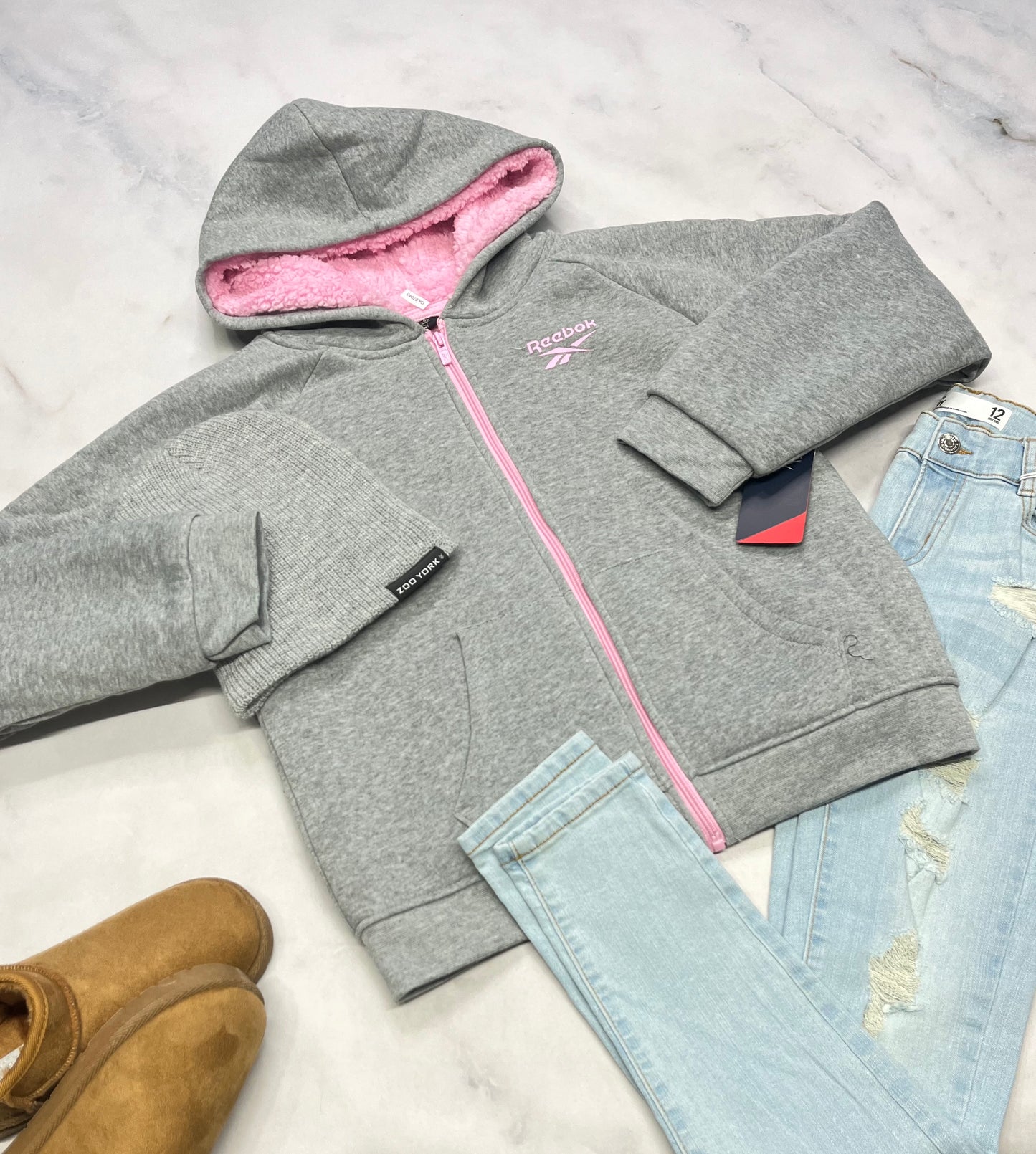😍 Manteau Reebok ! Doubler en Sherpa fait 12-14 ans fille neuf!