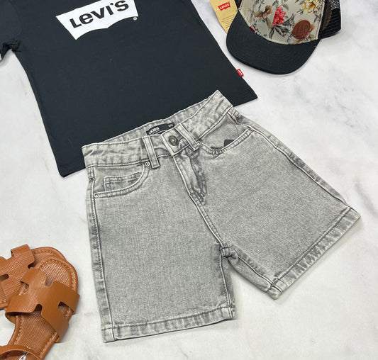 🦋 Short jeans : taille haute 5-6 ans fille  ajustable . Look cuisse ample tendance .