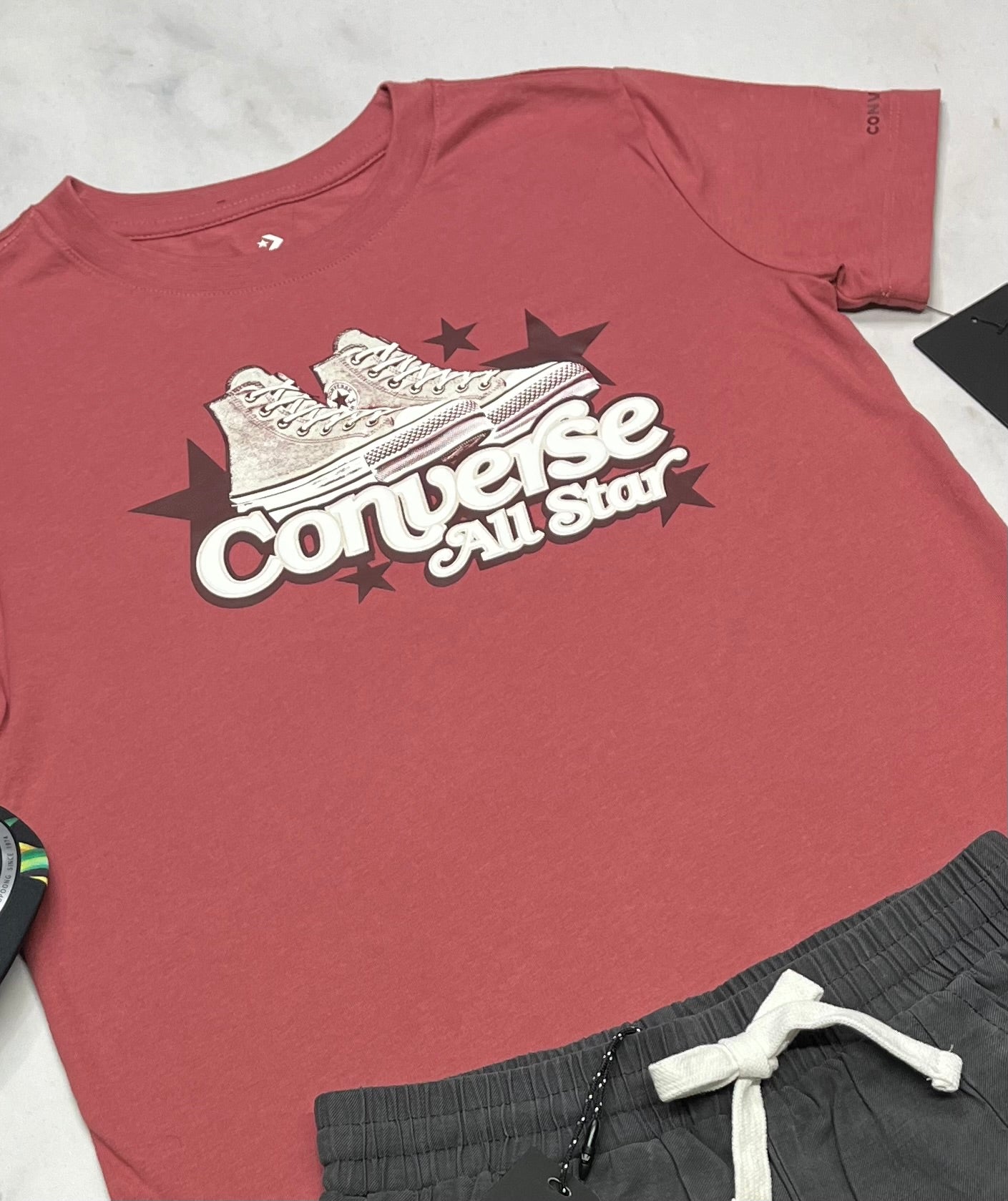 🌷 Manche courte : Converse ( vieux rose ) fait 8-10 ans fille  neuf !
