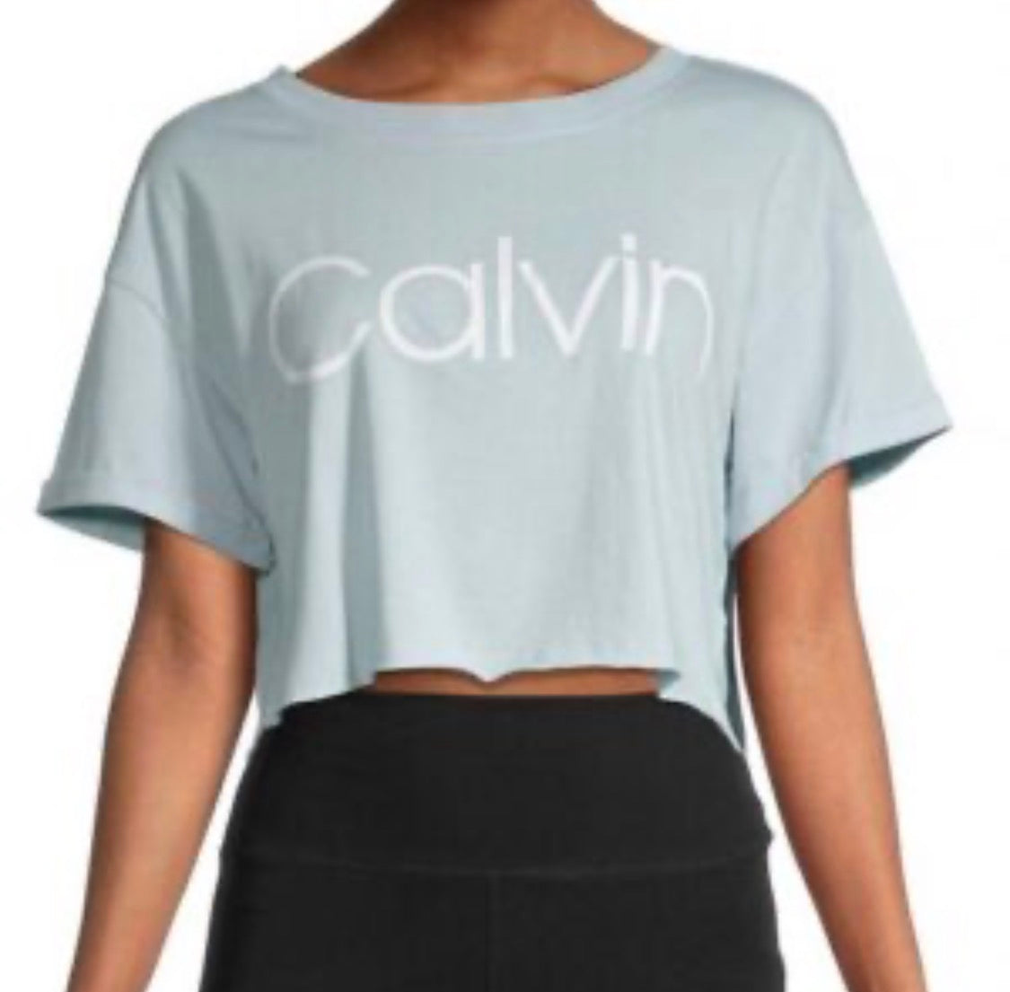 🩵 Manche courte : Calvin Klein bleu poudre S/ femme neuf ! Look écourté et coupe relax .