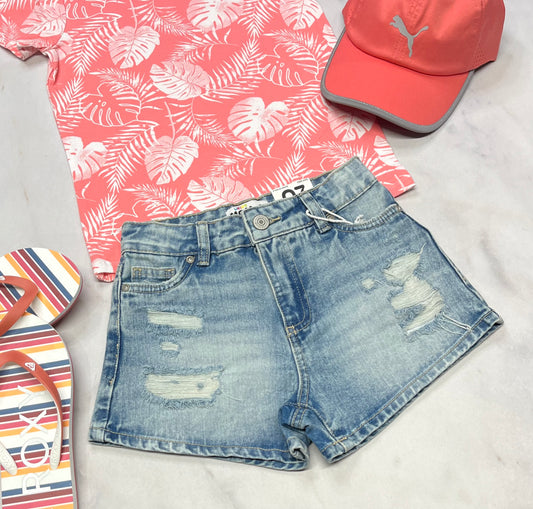 🌿 Mom short jeans : taille haute 7 ans fille neuve . Taille ajustable .