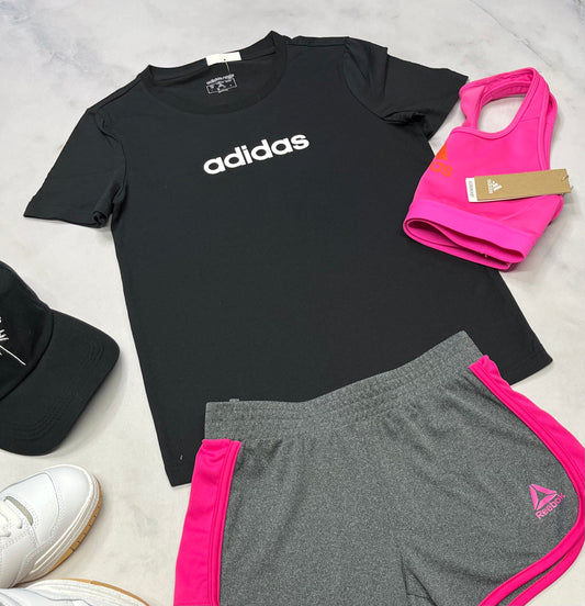 😍 Manche courte : Adidas noir + 12-14 ans fille neuf !