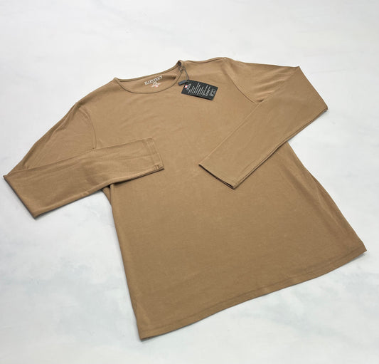 Manche longue : Taupe L/ femme beau coton stretch neuf !