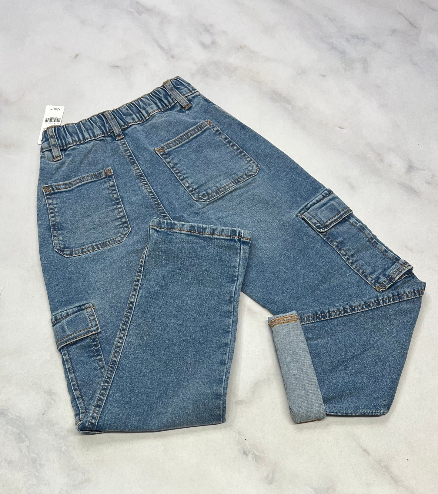 Jeans : Cargo fille 6 ans : taille haute / stretch confo .