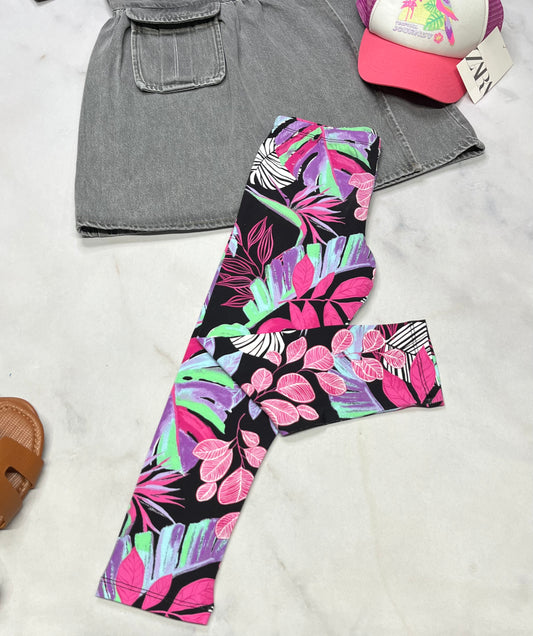 🌷 Legging : fleurit 3 quart en coton stretch 7-8 ans fille neuf !