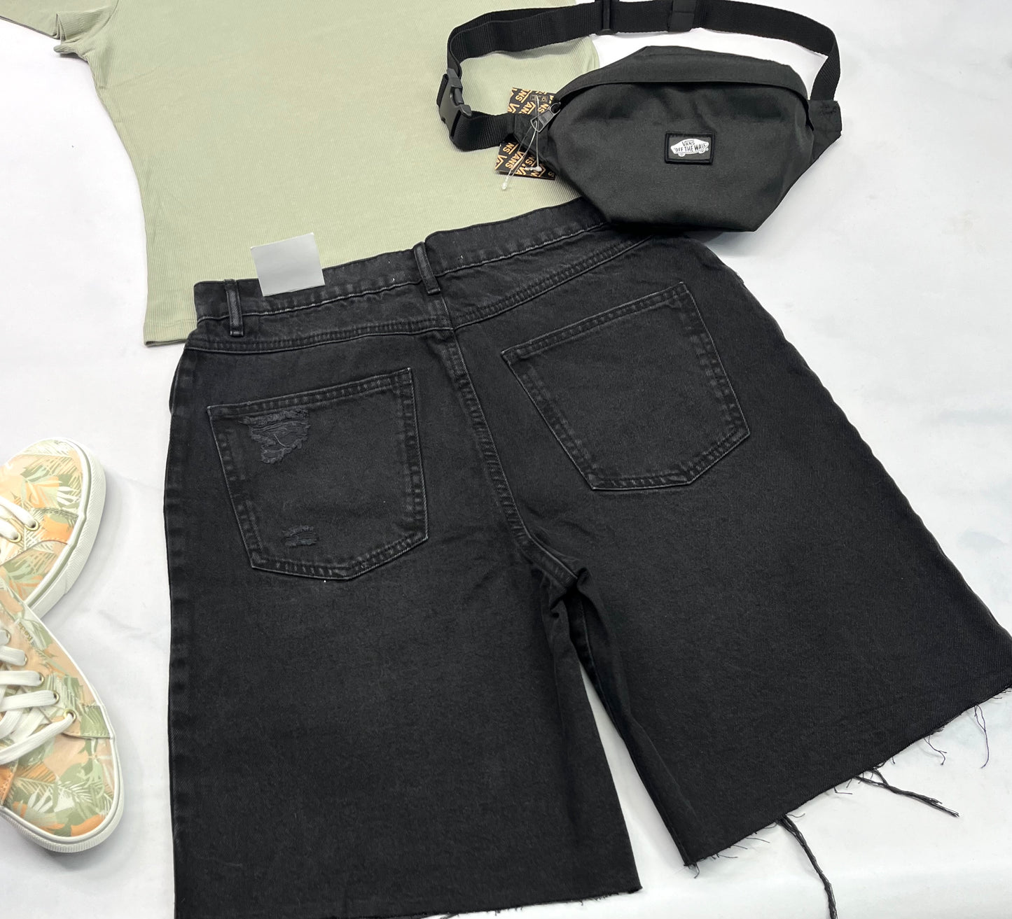 🍃 Bermuda jeans : taille haute jambe large tendance 7 ans femme neuf !