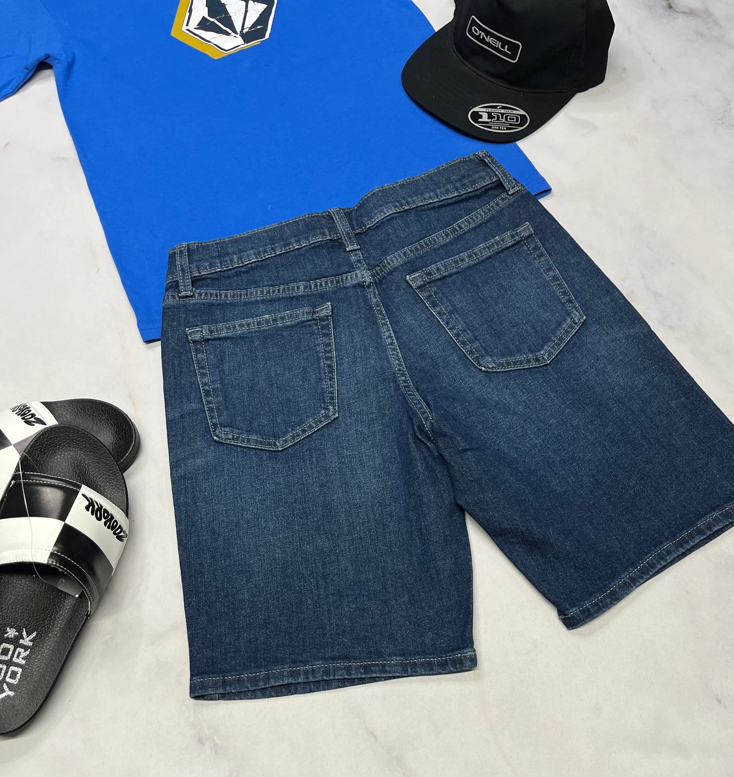 🤩 Bermuda jeans : souple confo 14 ans garçon ajustable neuve !