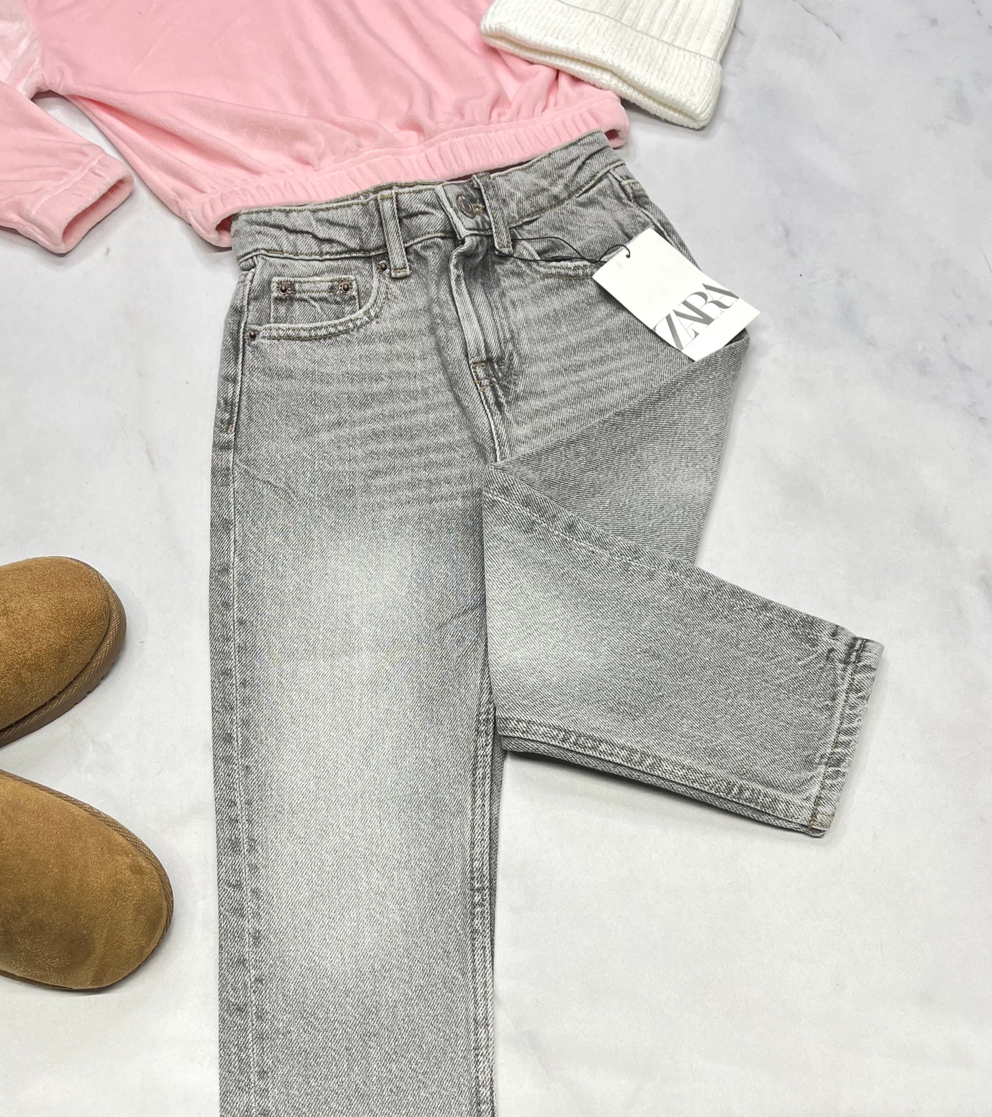💕ZARA: MOM jeans fait 5-6 ans fille taille ajustable neuve .