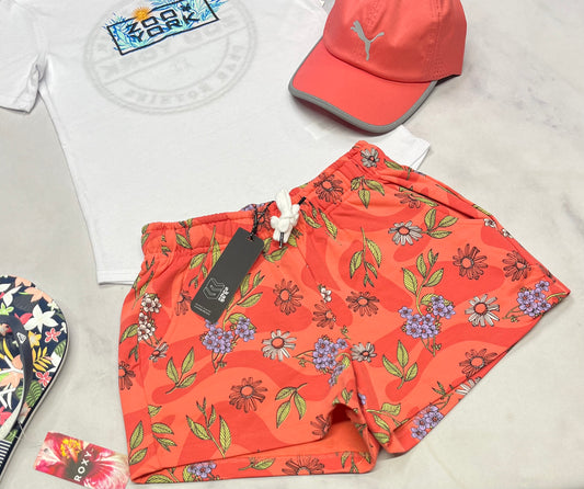 😍 Short ouaté : corail fleurie Surface 10 ans fille neuve . Qualité ++