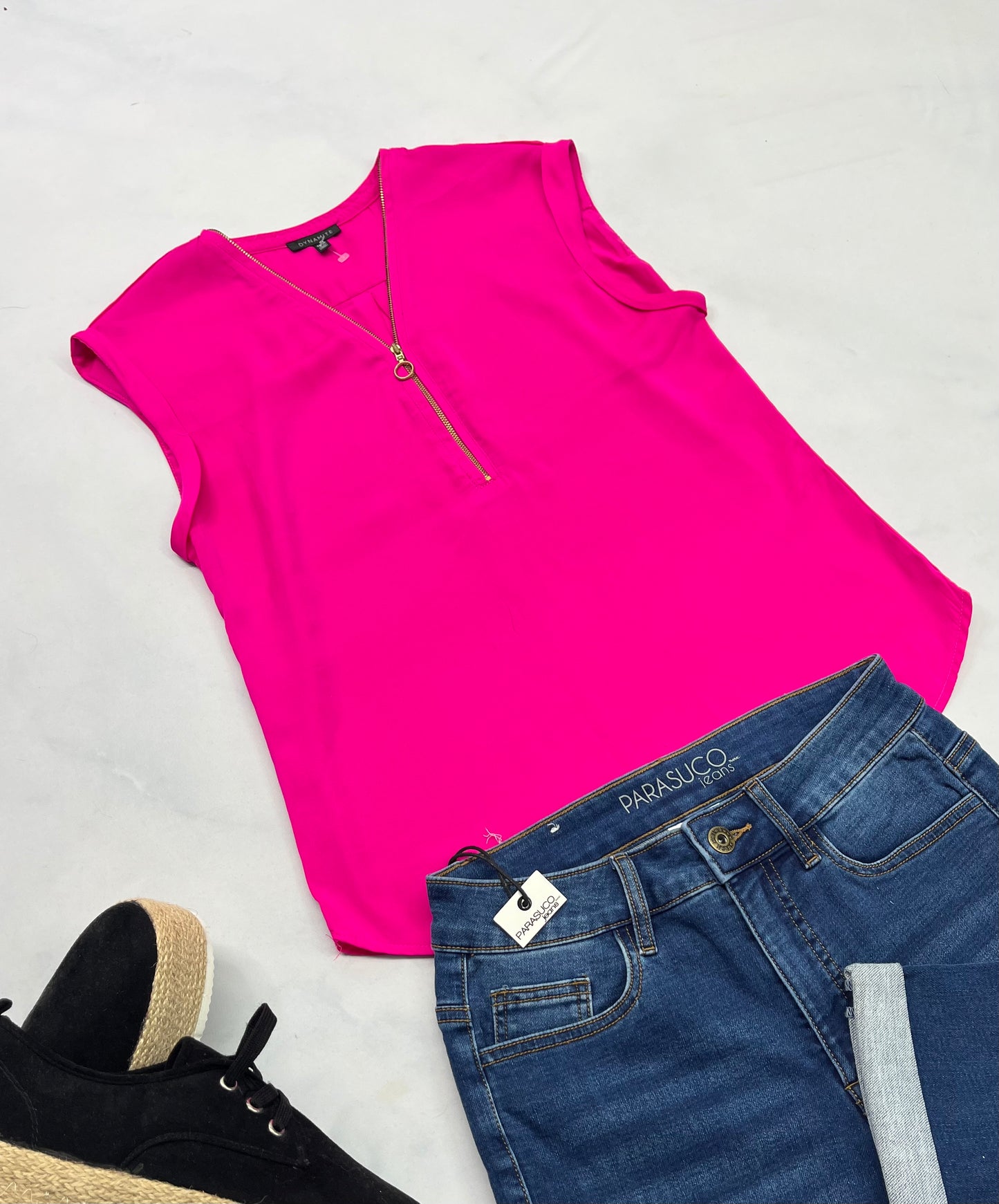 😍 Haut: rose Dynamite en tissu chemisier XS/ femme comme neuve . Souple confo .