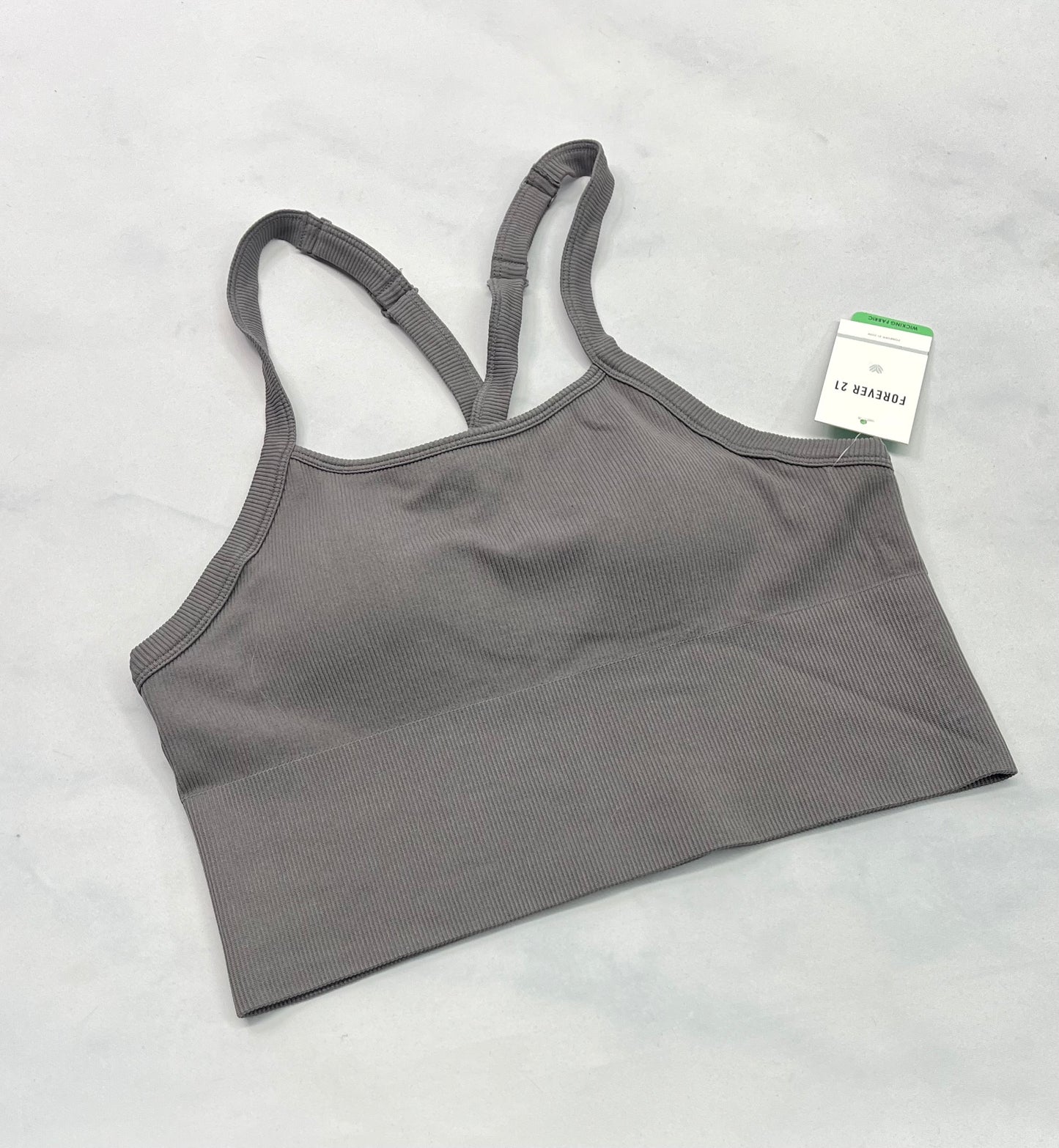 TOP sport Forever 21 : long gris texturé stretch .Bretelles  ajustable neuf ! L/ femme