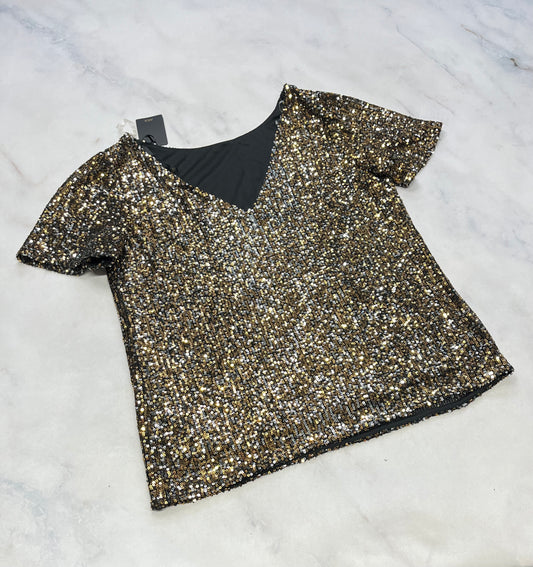 Haut paillettes : or, gris Silver et noir neuf ! Doublure int . Fait Small et fait M/ femme .