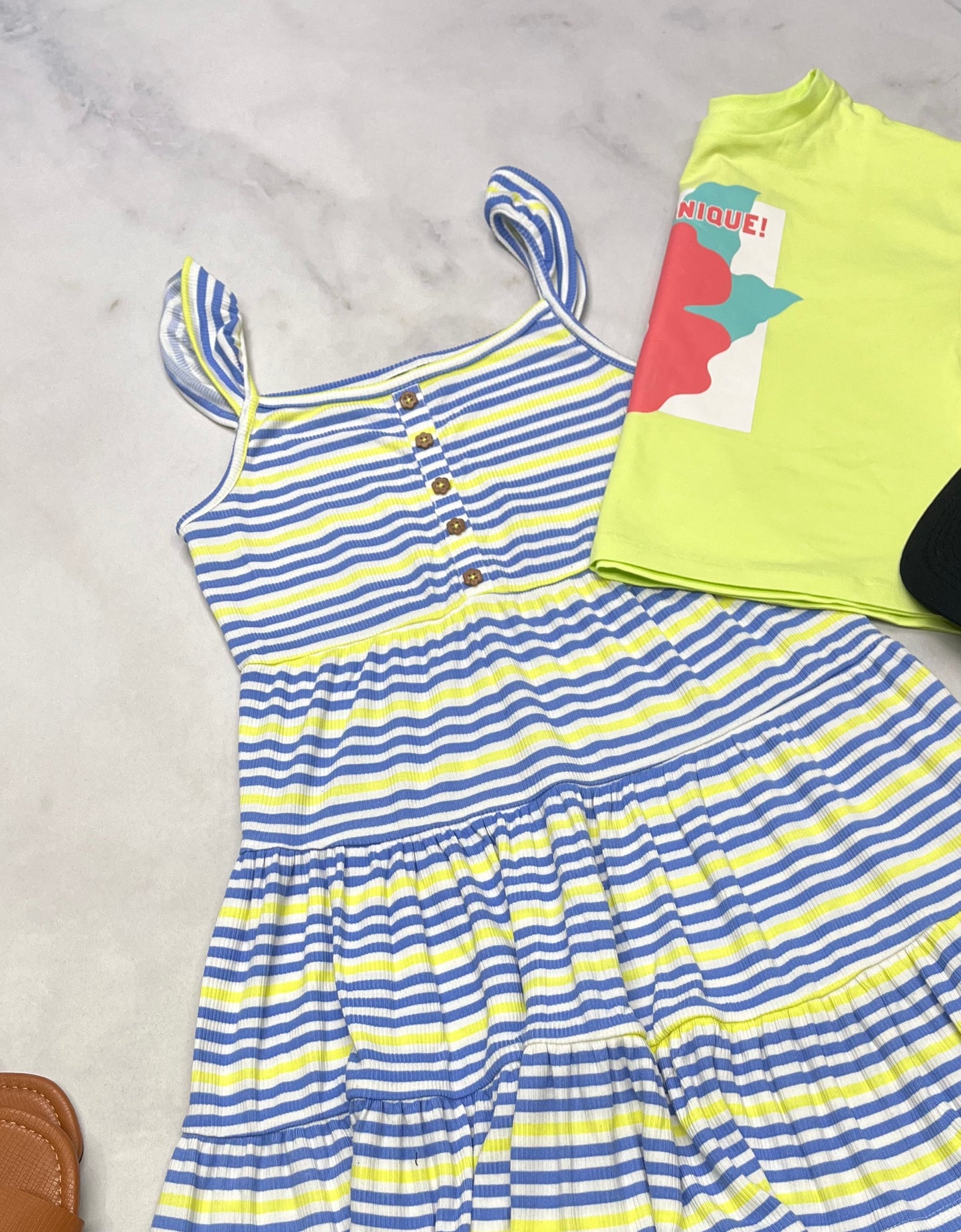 🩵 Robe : rib texturé stretch dans tout les sens . + 7-8 ans fille neuve .